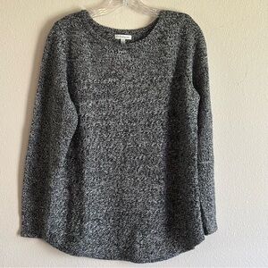 Croft & Barrow Monochrome Black White Marble Textured Knit Sweater SZ Large